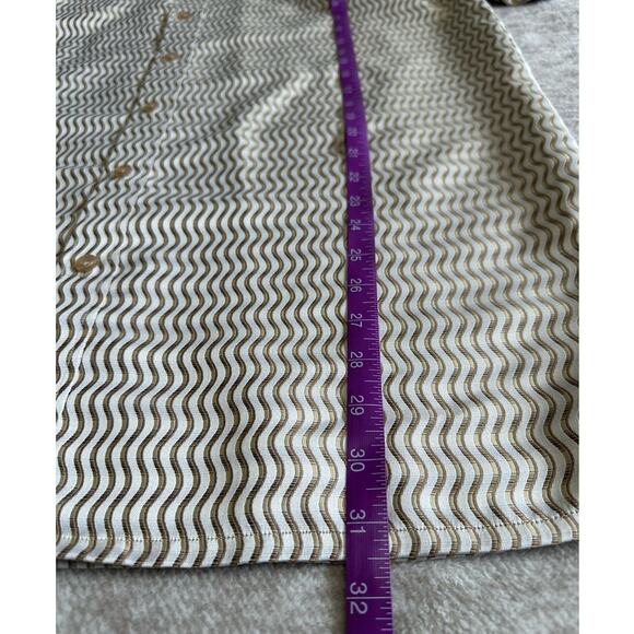 Jean Paul Exclusive Gold and Ivory Long Sleeve Taffeta Button Down Shirt Size L - Picture 4 of 7